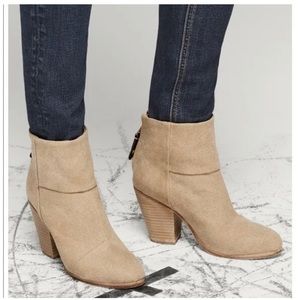 Rag & Bone Classic Newbury Tan Canvas Ankle Boots